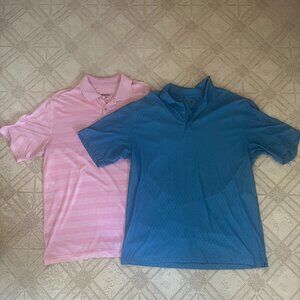 Lot of 2 Nike Golf Polo Shirts Size L and XL Blue and Pink